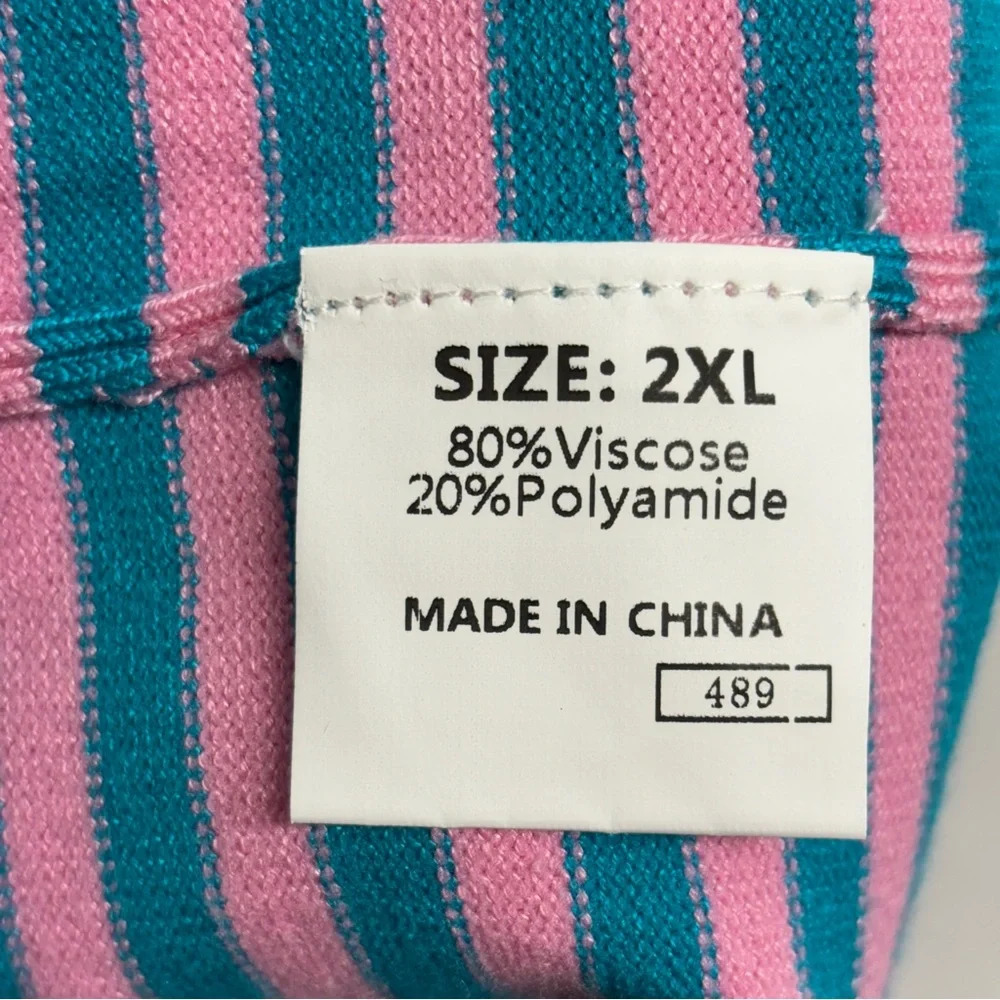 Dokotoo Stripe Knit Blouse Pink Blue 2XL - Picture 5 of 8